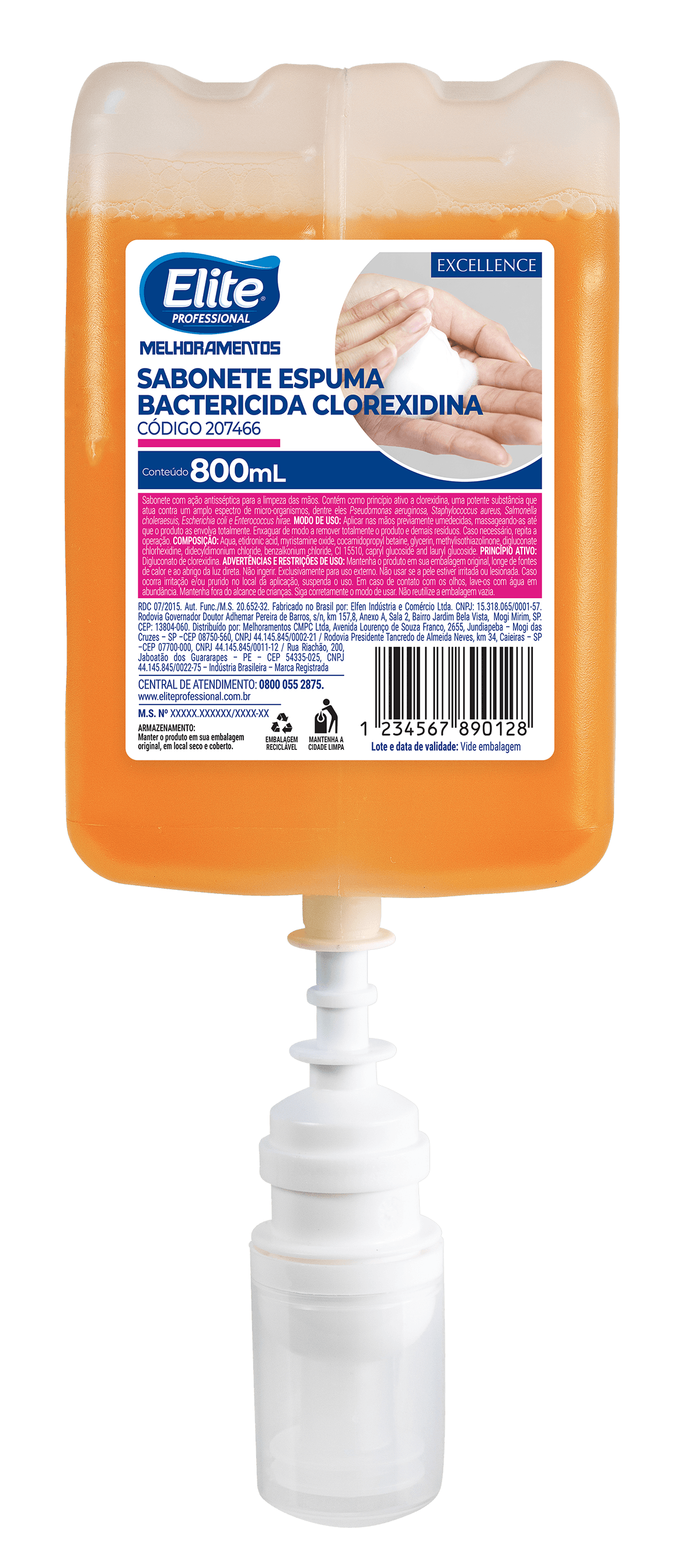 Sabonete Espuma Bactericida Clorexidina 800 mL