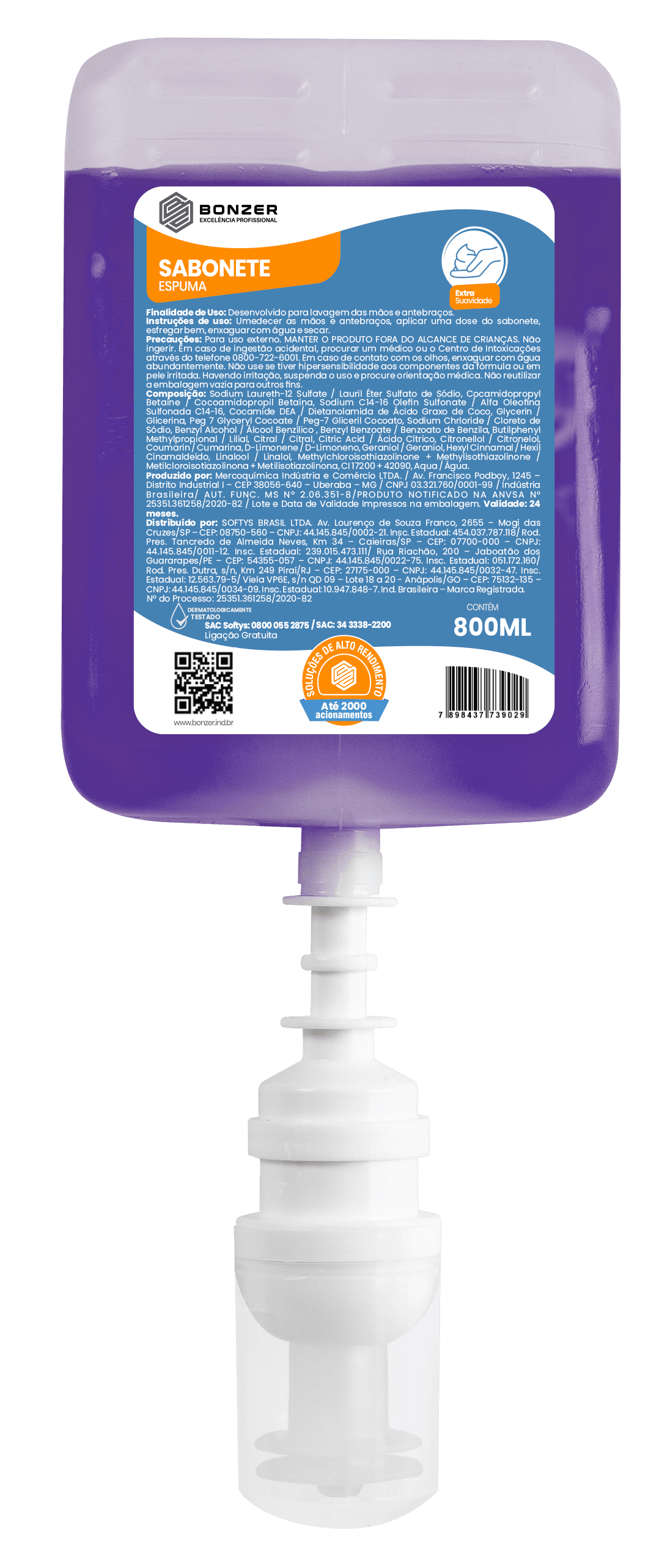 Sabonete Espuma Violeta 800 mL