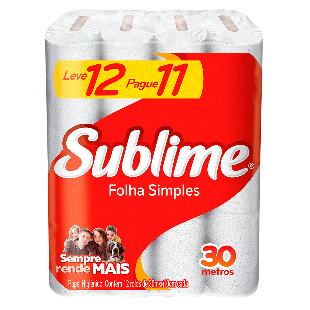 Papel Higiênico Sublime Folha Simples 30m