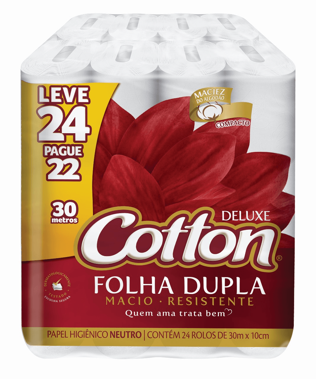 Papel Higiênico Cotton Folha Dupla 30m