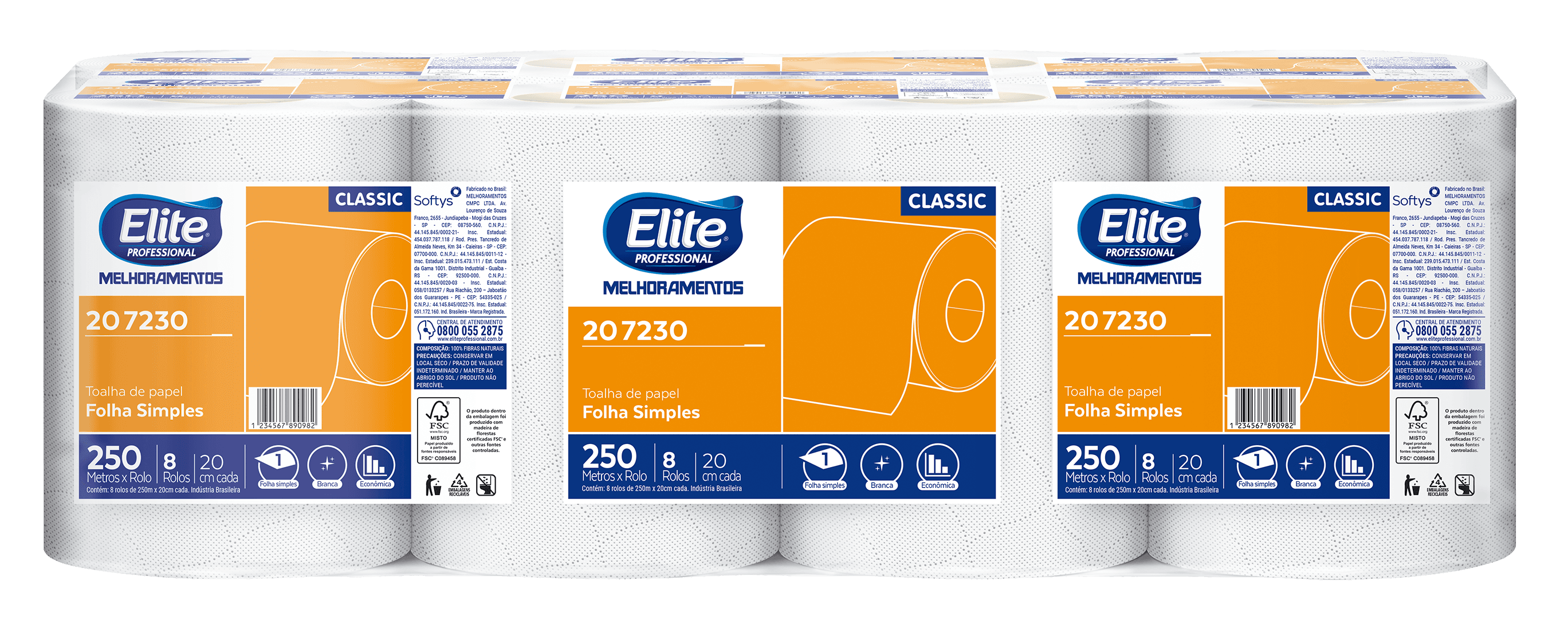 Toalha Rolo Folha Simples 250m