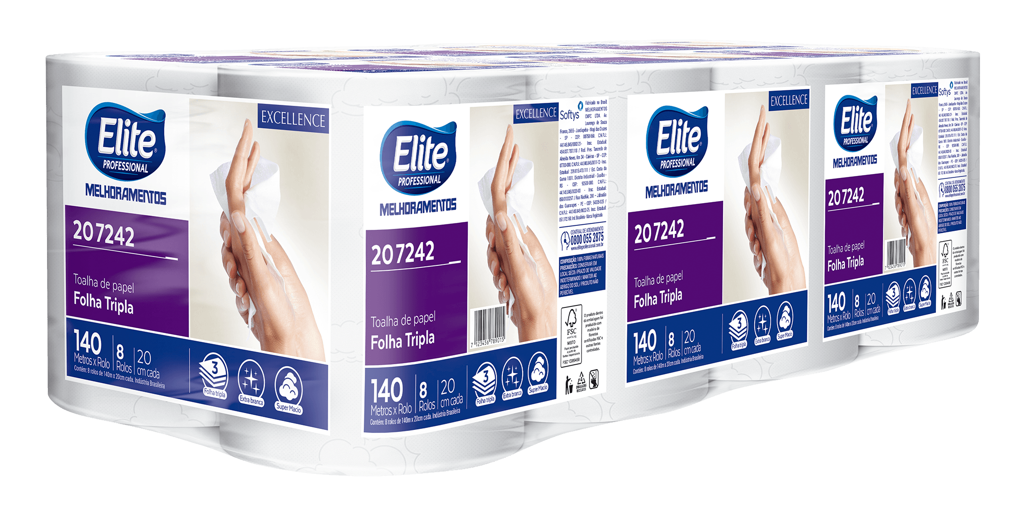 Toalha Rolo Folha Tripla 140m