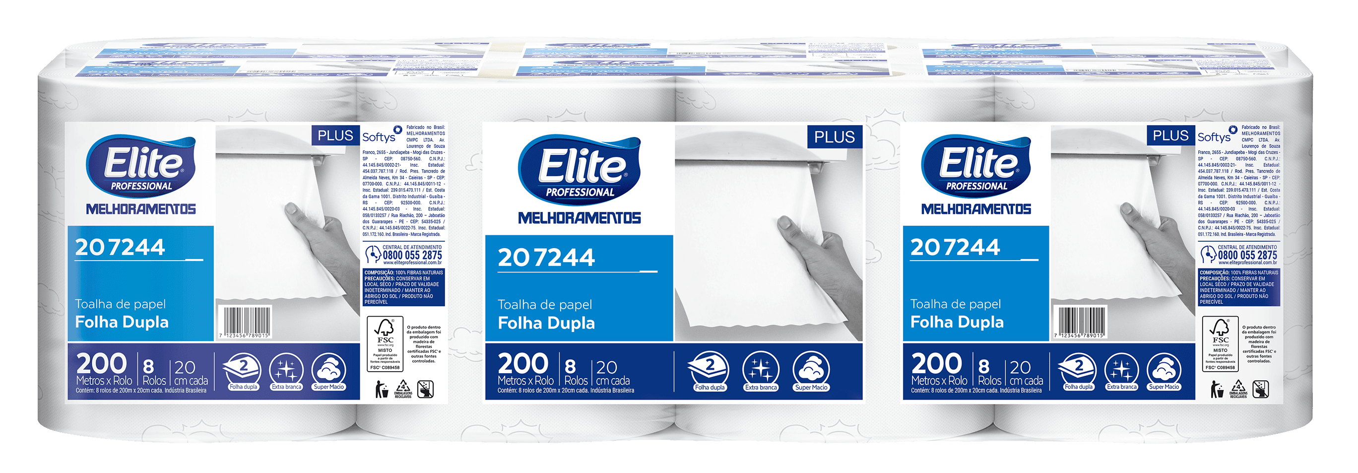 Toalha Rolo Folha Dupla 200m